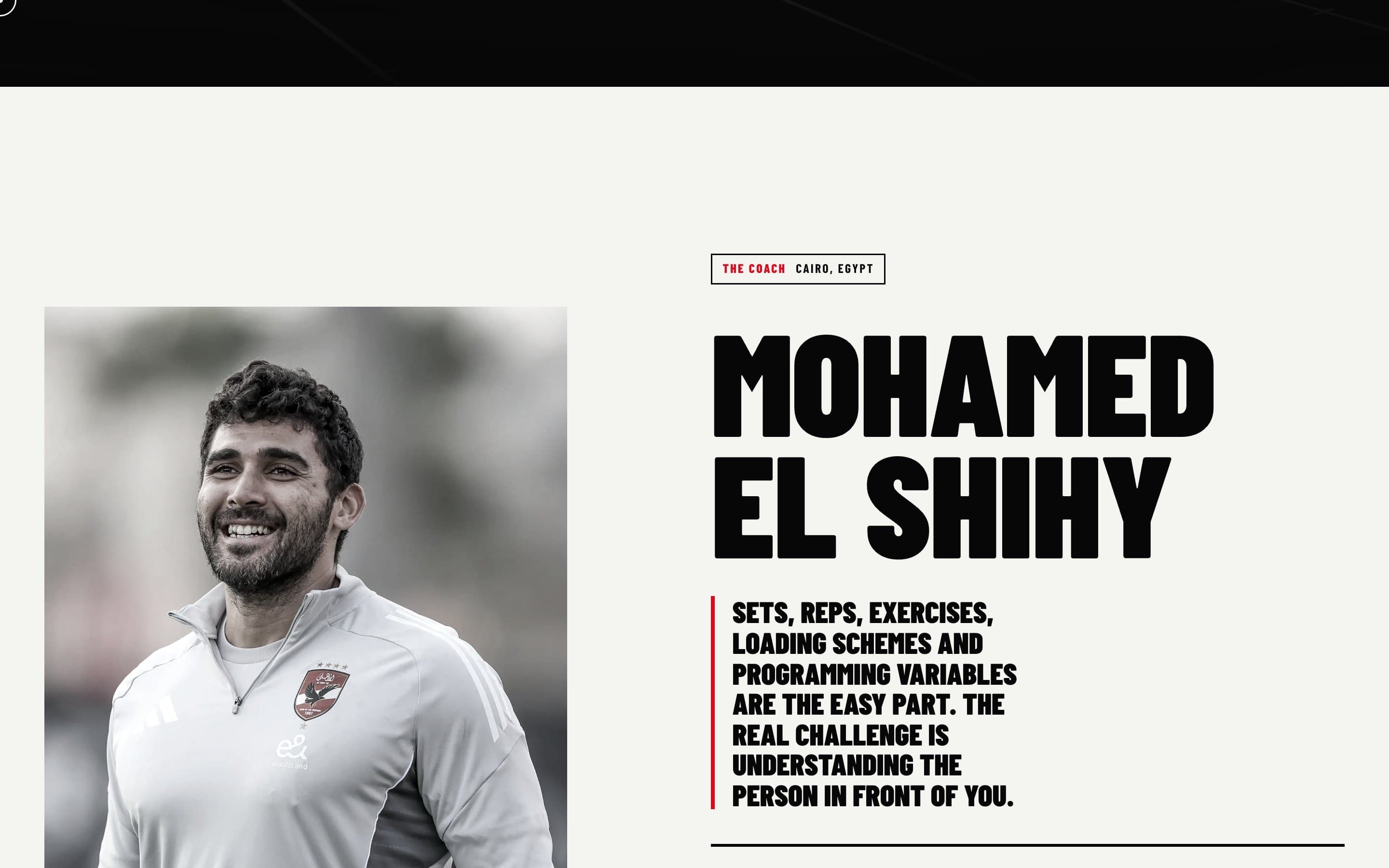 Mohamed El Shihy's profile: “Sets, reps, exercises… the real challenge is understanding the person in front of you”
